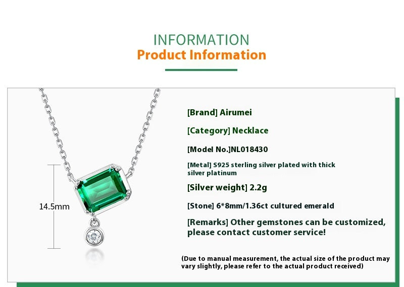 S925 Sterling Silver Colored Gems Necklace