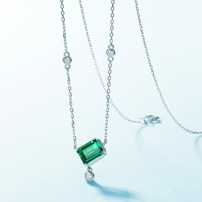 S925 Sterling Silver Colored Gems Necklace