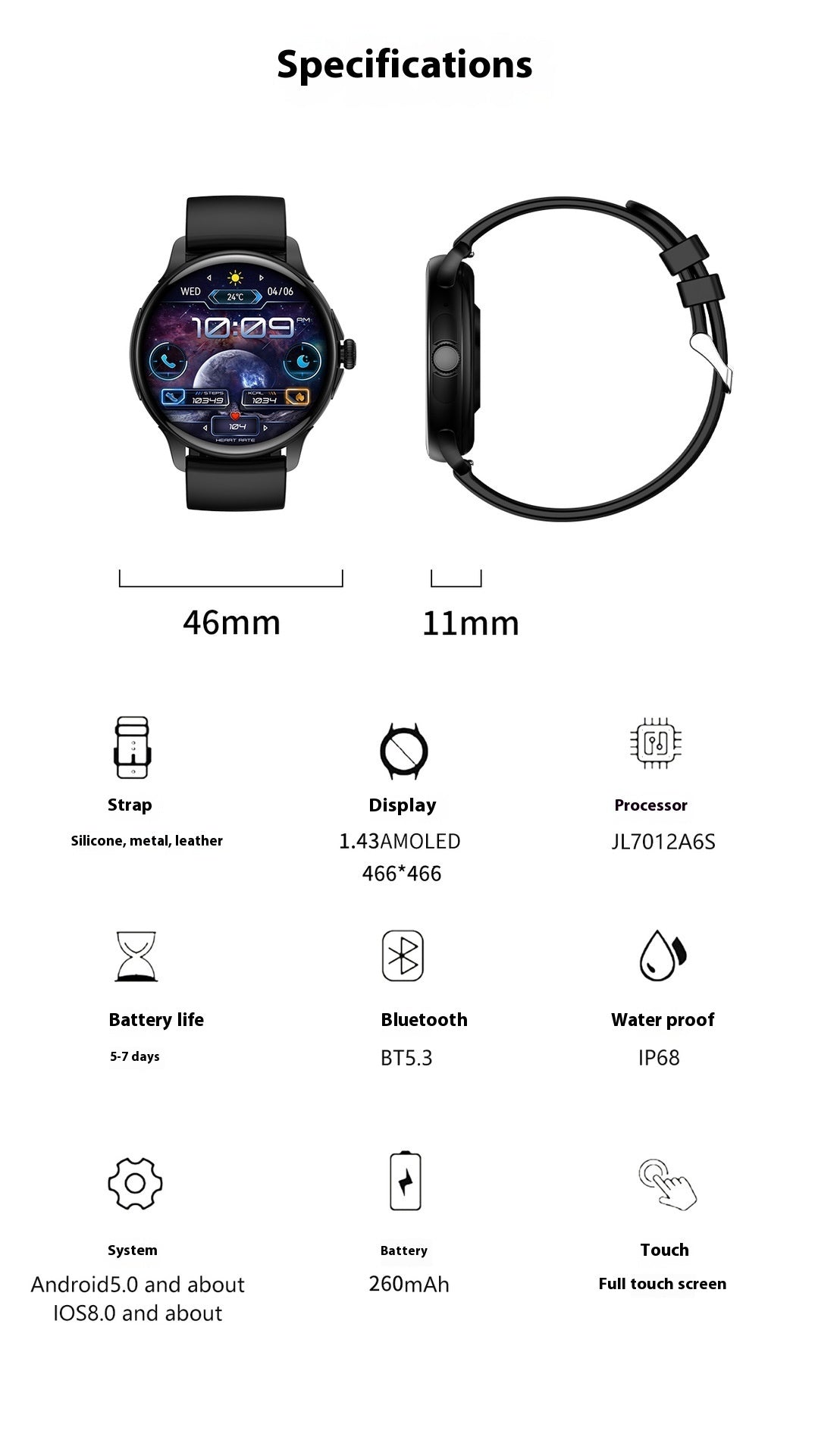 Smart Call Bluetooth HK49 Sports Watch