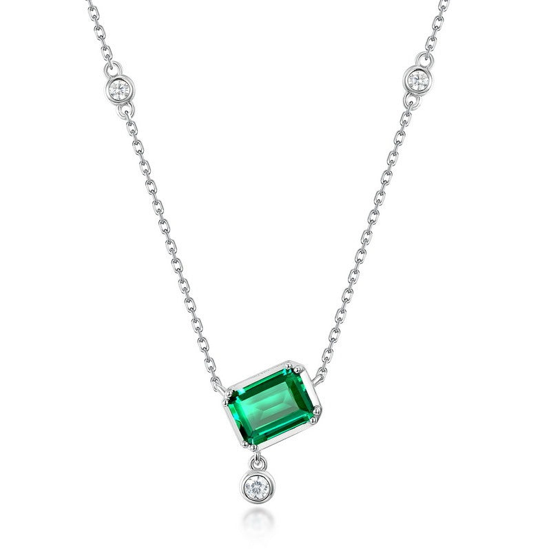 S925 Sterling Silver Colored Gems Necklace