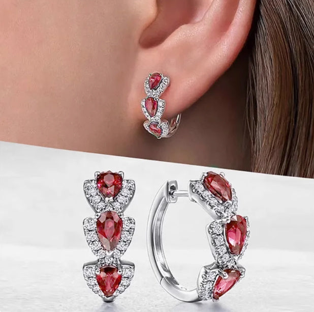 Blue Zirconia Elegant Hoop Earrings