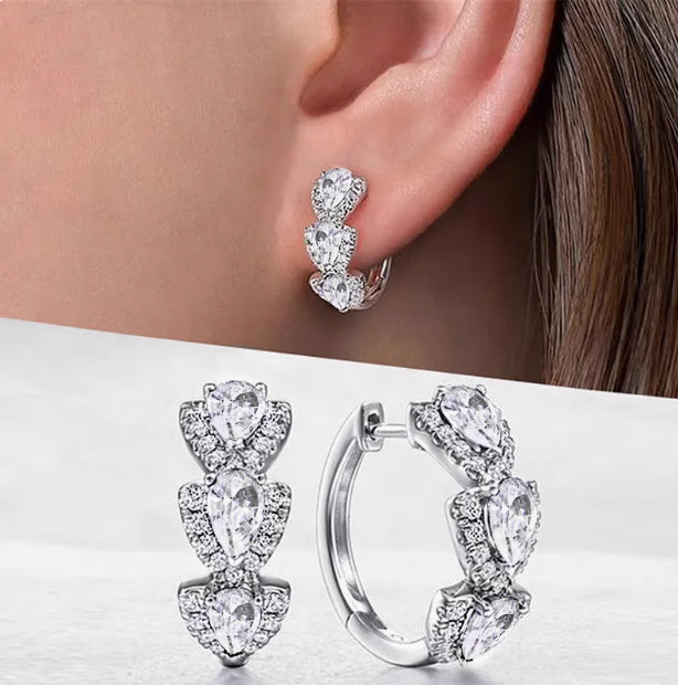 Blue Zirconia Elegant Hoop Earrings