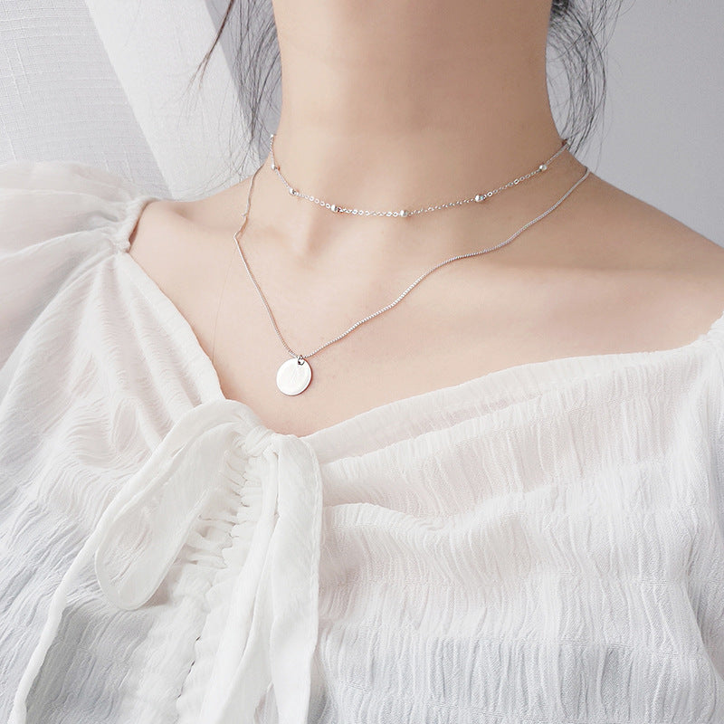 S925 Sterling Silver Choker Round Necklace